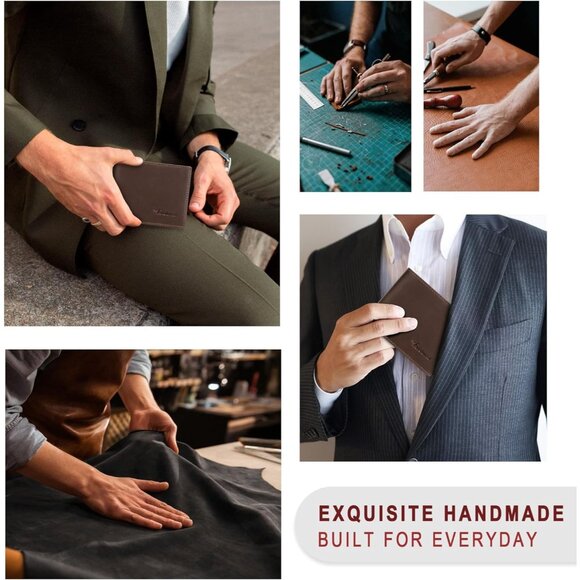 ⚡Travelambo Men Craze Horse Brown Genuine Leather Handmade Bifold Stylish Wallet - Picture 8 of 8